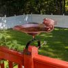 Antique Birdbath w/ Birds- Over Rail Bracket