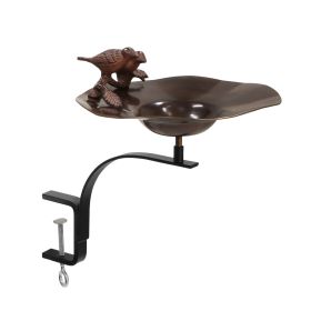 Antiqued Birdbath w/ Birds- Rail Mount Bracket