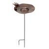 Antiqued Birdbath w/ Birds- Stake