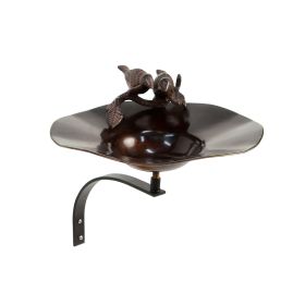 Antiqued Birdbath w/ Birds- Wall Mount Bracket