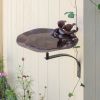Antiqued Birdbath w/ Birds- Wall Mount Bracket