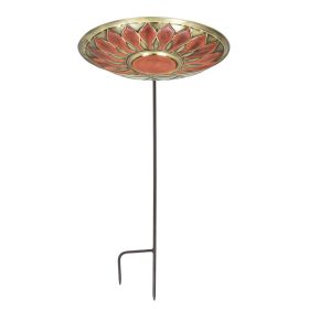 Red African Daisy Birdbath- Stake