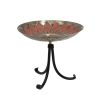 Red African Daisy Birdbath- Tripod Stand