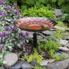 Red African Daisy Birdbath- Tripod Stand
