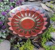 Red African Daisy Birdbath- Tripod Stand