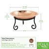 Hammered Copper Birdbath w/ Rim- Short Stand