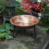 Hammered Copper Birdbath w/ Rim- Short Stand