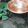 Hammered Copper Birdbath w/ Rim- Short Stand