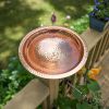 Hammered Copper Birdbath w/Rim- Over Rail Bracket