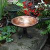 Hammered Copper Birdbath w/ Rim- Tripod Stand
