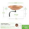 Hammered Copper Birdbath w/ Rim- Wall Mount Bracket