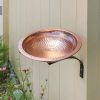 Hammered Copper Birdbath w/ Rim- Wall Mount Bracket