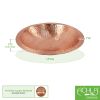 Hammered Solid Copper Birdbath Bowl, Non-threaded