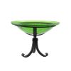 12" Fern Green Crackle Birdbath- Tripod Stand