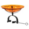 12" Mandarin Crackle Birdbath- Over Rail Bracket