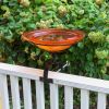 12" Mandarin Crackle Birdbath- Over Rail Bracket