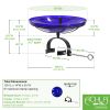 14" Cobalt Blue Crackle Birdbath- Over Rail Bracket