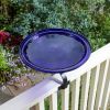 14" Cobalt Blue Crackle Birdbath- Over Rail Bracket