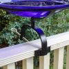 14" Cobalt Blue Crackle Birdbath- Over Rail Bracket