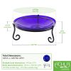 14" Cobalt Blue Crackle Birdbath- Short Stand II