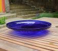 14" Crackle Glass Bowl - Cobalt Blue
