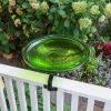 14" Fern Green Crackle Birdbath- Over Rail Bracket