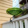 14" Fern Green Crackle Birdbath- Over Rail Bracket