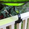 14" Fern Green Crackle Birdbath- Over Rail Bracket