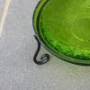 14" Fern Green Crackle Birdbath- Short Stand II