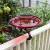 14" Red Crackle Birdbath- Over Rail Bracket