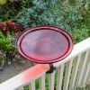 14" Red Crackle Birdbath- Over Rail Bracket