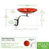 14" Red Crackle Birdbath- Rail Mount Bracket