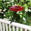 14" Red Crackle Birdbath- Rail Mount Bracket