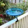 14" Teal Crackle Birdbath- Over Rail Bracket
