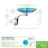 14" Teal Crackle Birdbath- Rail Mount Bracket