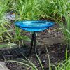 14" Teal Crackle Birdbath- Tripod Stand