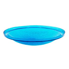 14" Crackle Glass Bowl - Teal
