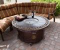 AZ Patio Heaters Outdoor Round Aluminum Propane Fire Pit with Scroll Design