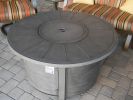 AZ Patio Heaters Cast Aluminum Round Fire Pit in Brushed Wood Finish