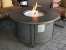 AZ Patio Heaters Cast Aluminum Round Fire Pit in Brushed Wood Finish