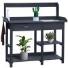 Grey Wood Garden Potting Bench and Storage Shelf
