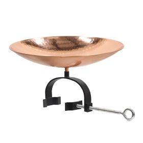 Polished Copper Birdbath- Over Rail Bracket
