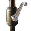 AZ Patio Heaters Solar Market Umbrella with LED Lights in Tan with  Wicker Finish Base
