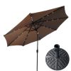 AZ Patio Heaters Solar Market Umbrella with LED Lights in Tan with  Wicker Finish Base