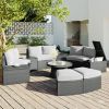 10 Piece Half Round Wicker Conversational Sectional With Storage