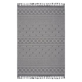 NAAR Guros Collection 4X6 Grey/White /Geometric Indoor/Outdoor Area Rug
