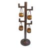 52 Inch Tall Plant Stand with 4 Hanging Pots, Antique Bronze, Gold, Black