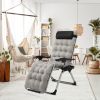 Infinity Zero Gravity Chair with Pad, Patio Chairs with Pillow and Utility Tray Adjustable Folding Recliner for Deck,Patio,Beach,Yard,Grey