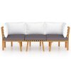 3 Piece Patio Lounge Set with Cushions Solid Acacia Wood