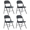 4pcs Elegant Foldable Iron & PVC Chairs for Convention & Exhibition Black